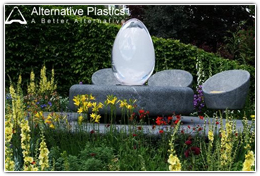 Clear Acrylic Egg Sculpture In The Cancer Research Garden